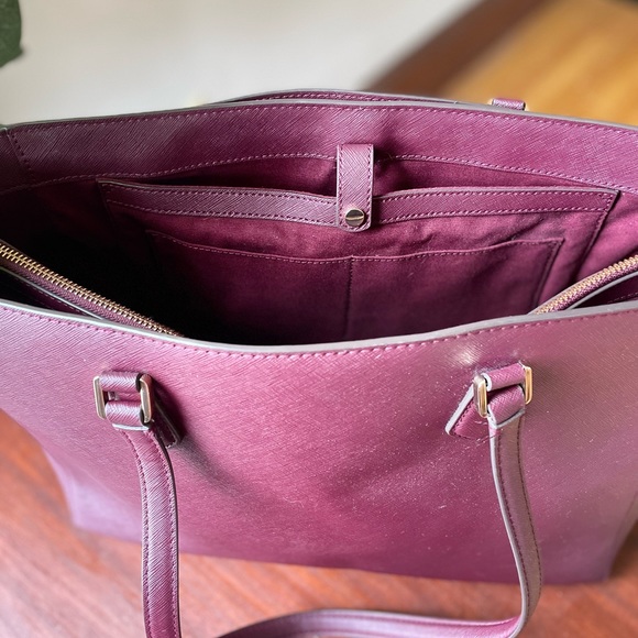 Tory Burch Large Triple Compartment Tote - Burgundy - Picture 9 of 12